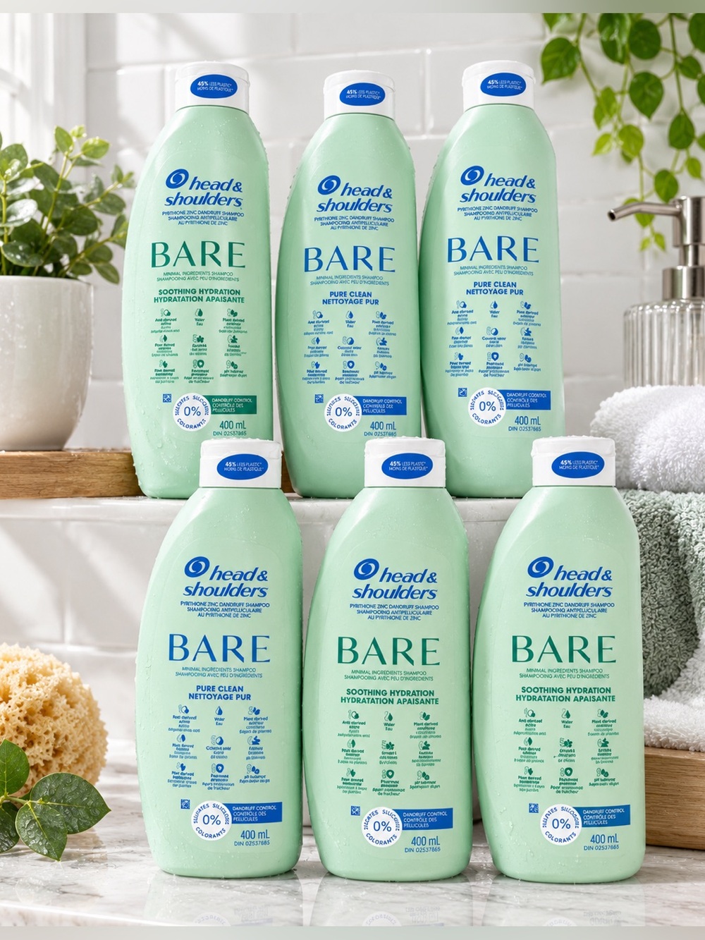 Head & Shoulders BARE Anti Dandruff Shampoo 400mL Lot of 6 NEW